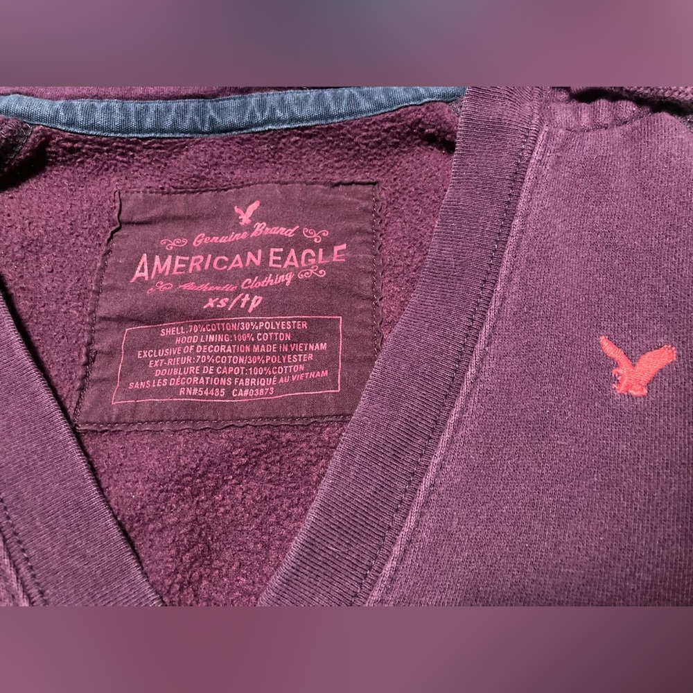 American Eagle Y2K V-Neck Hoodie - Purple - Picture 4 of 10